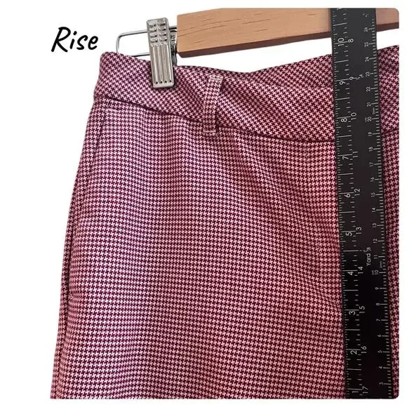 J Jill Red Houndstooth Print Size 8 Viscose Blend Wide Leg Pant 24.5 Inch Inseam - Picture 9 of 13